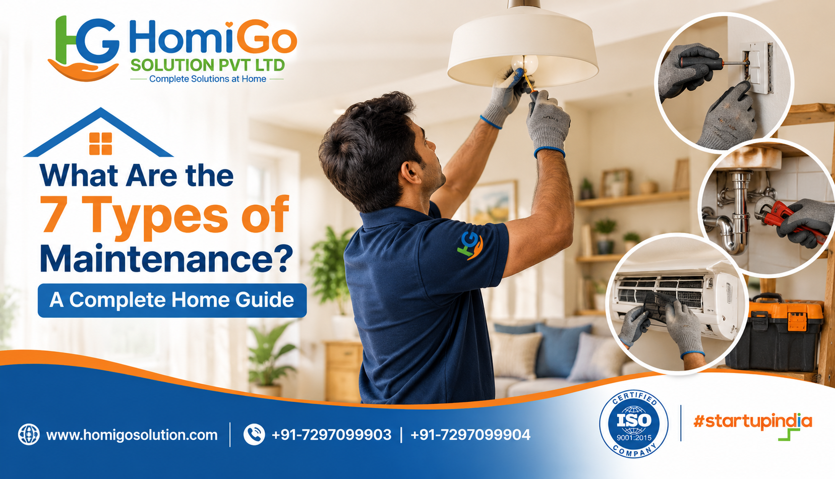 HomiGo technician providing House Maintenance Services, including electrical, plumbing and AC maintenance for complete home care.