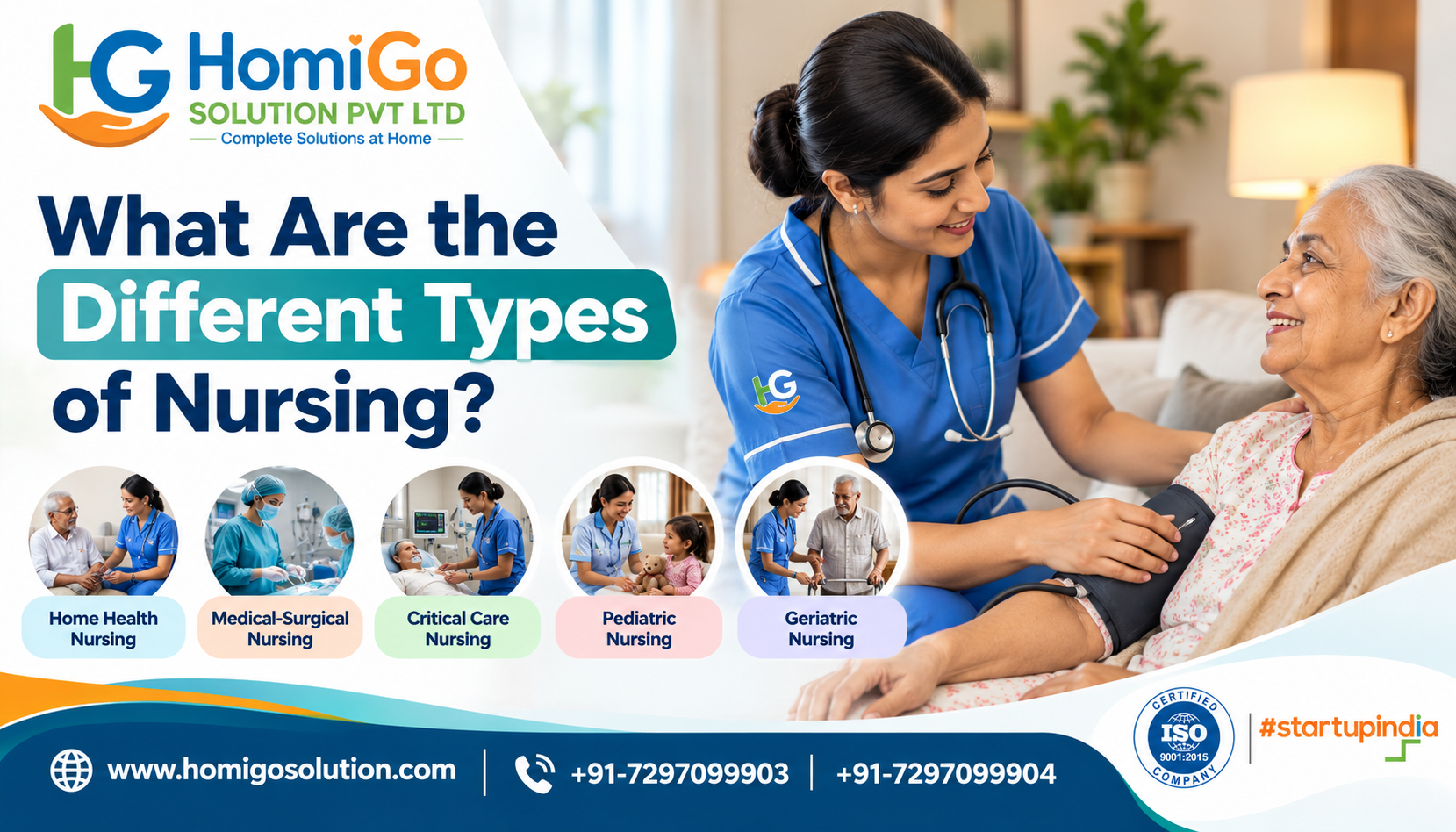 HomiGo nurse providing different types of nursing care at home.